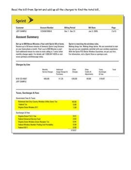 Managing a Household - Paying Bills Worksheet; Real World Math ...