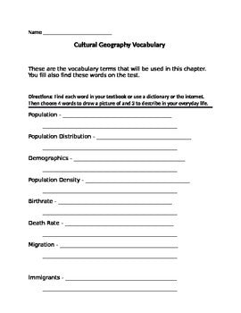 Cultural Geography - Vocabulary