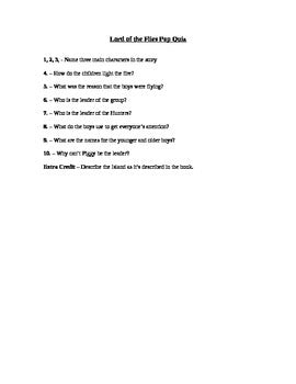 Lord of the Flies Quiz (Chapter 1-3)