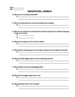 Lord of the Flies Chapter 2 Worksheet