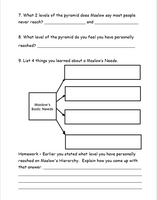 FREE - Emotions: Maslow's Hierarchy of Needs Worksheet - FREE