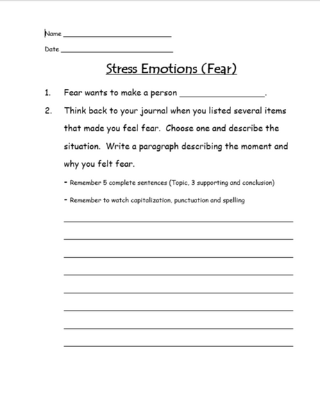 FREE - Emotions: Fear Worksheet - FREE