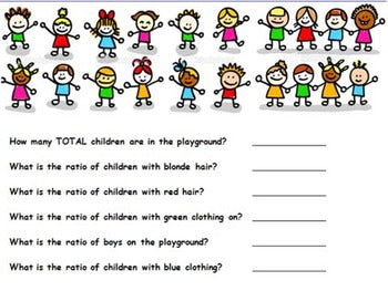 Probability Lesson - Ratios of School Children w/worksheet