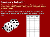 Probability - Rolling the Dice Experiment w/worksheet