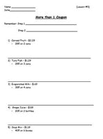 Buying Food - Discounts with Multiple Coupons Lesson w/worksheet