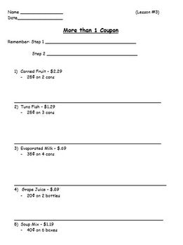 FREE - Discounts with Multiple Coupons Worksheet - FREE