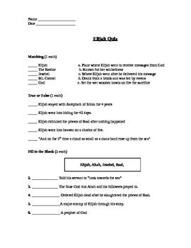 Religion - Elijah Assessment (Quiz)