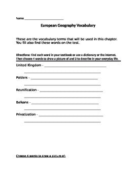 European Geography - Vocabulary