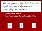Greater than Less than; < > = Lesson w/Worksheet