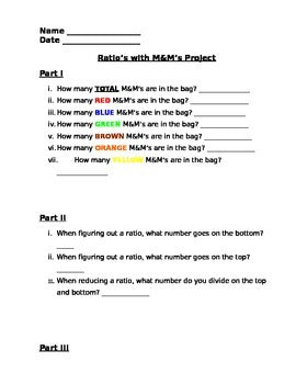 Ratios with M&M's Project