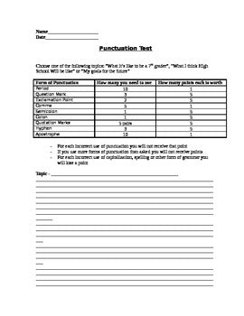 Punctuation Assessment (Test)