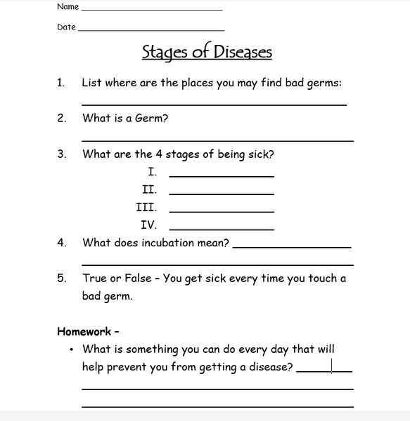 FREE - Stages of Infectious Diseases Worksheet - FREE
