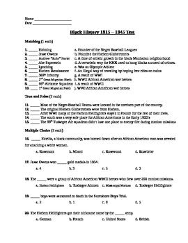 Black History 1915-1945 Assessment (Test)