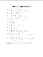 Religion - 10 Commandments Assessment (Quiz)