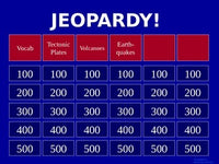 Volcanoes and Earthquakes - Jeopardy Review