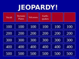 Volcanoes and Earthquakes - Jeopardy Review
